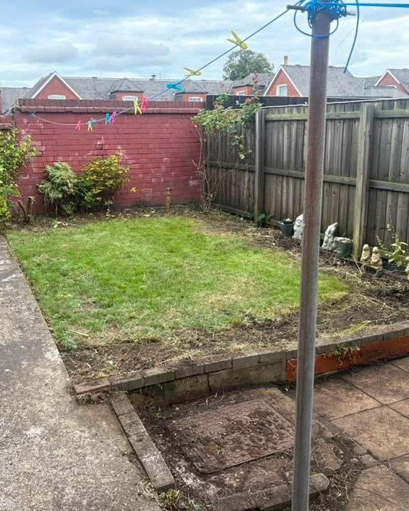 After: neat lawn with clean edges and cleared borders